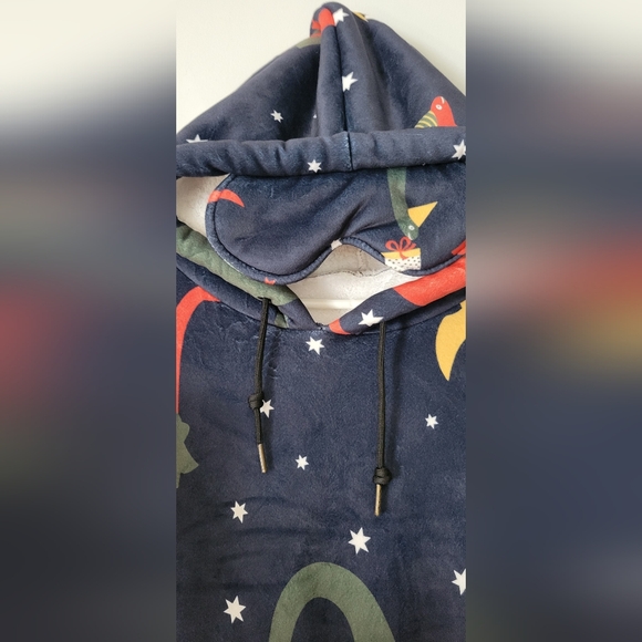 Cozy Christmas Dinosaur Print BIG BLANKET CO Hooded Blanket Mens One Size - Picture 5 of 11